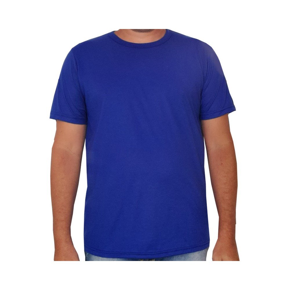 Camiseta Básica Azul Royal Lisa - 100% Poliéster Masculina